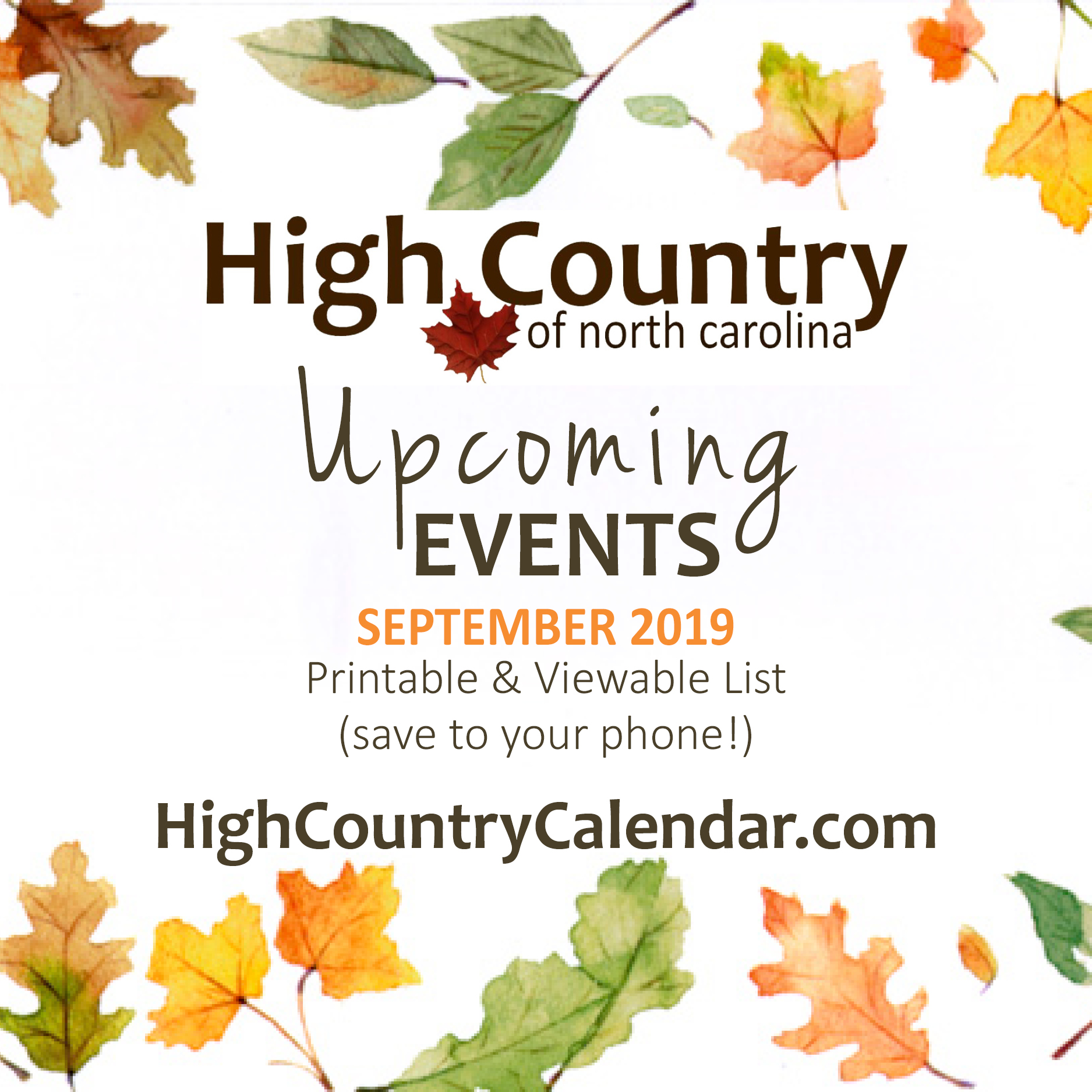 High Country Events Calendar